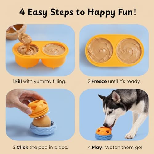 Nocciola Enrichment Dog Licking Toy Set, Frozen Treat Molds & Interactive Feeder for Large Dogs, Freezable Rubber Dog Lick Bowl Long-Lasting to Keep Them Busy, Engagement & Anxiety Relief - Image 5