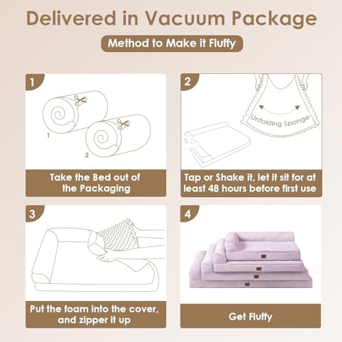 EHEYCIGA Memory Foam Dog Bed for Crate, L Plus Orthopedic Dog Bed, Lilac - Image 6