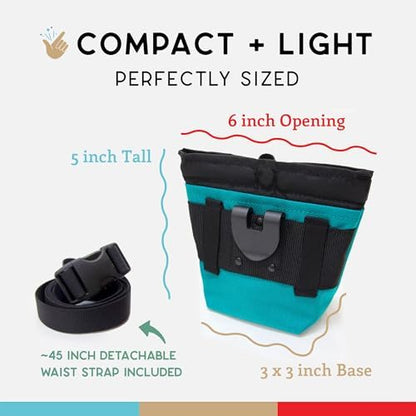 Wildebeest Dog Treat Pouch, Dog Treat Bag, Dog Training Treat Pouch, Dog Travel Bag, Pet Treat Pouch, Magnetic Closure, 2 Water-Resistant Compartments, Detachable Waist Strap & Belt Clip (Turquoise) - Image 4