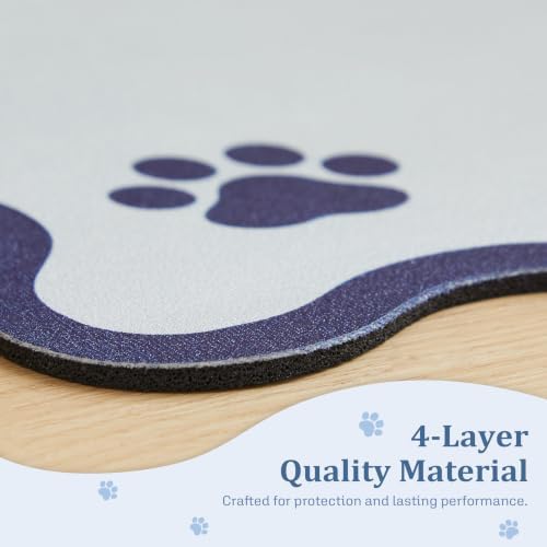 Scalloped Dog Feeding Mat, Absorbent Mats for Dog Food and Water Bowl, Dispenser, Feeder, Trendy Cute Aesthetic Pet Placemat for Dogs, Cats, Puppy Accessories Navy Blue, 12" x 19" - Image 6