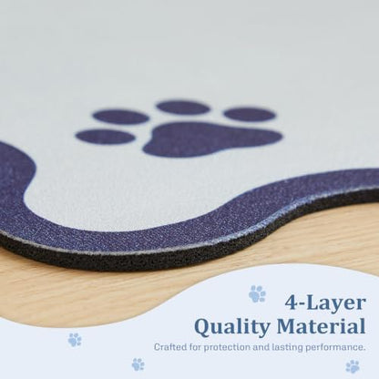 Scalloped Dog Feeding Mat, Absorbent Mats for Dog Food and Water Bowl, Dispenser, Feeder, Trendy Cute Aesthetic Pet Placemat for Dogs, Cats, Puppy Accessories Navy Blue, 12" x 19" - Image 6