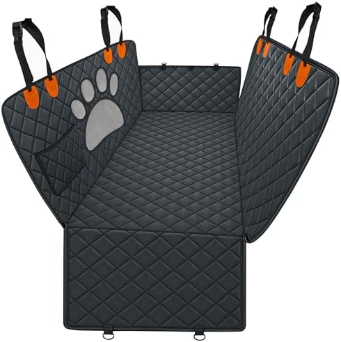 Pet Seat Cover for Back Seat – Waterproof Backseat Cover for Dogs in Car with Mesh Window, Oxford Fabric, Storage Pocket, Side Flaps & Carry Handles by Unknown