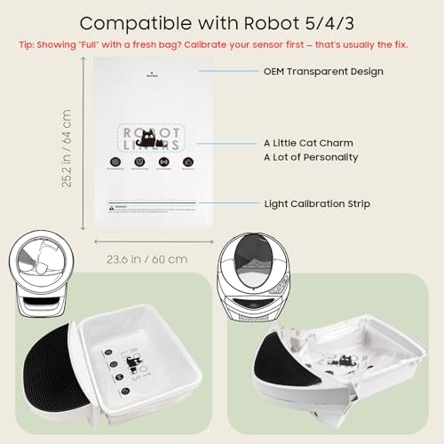90 Pack Cat Litter Box Robot Model 5/4/3 Waste Bags,Tear Resistant, Transparent, Sensor-compatible, Pre-Separated, Automatic Litter Box Liners Bags, 9-11 Gallon Capacity - Image 2