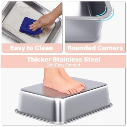 Stainless Steel Litter Box for Kitten, 15.7"×11.8"×4" Small Litter Box for Kittens Easy Entry, Non Odor, Easy to Clean, Metal Litterbox for Cat, Rabbit, Guinea Pigs and Hamsters - Image 5
