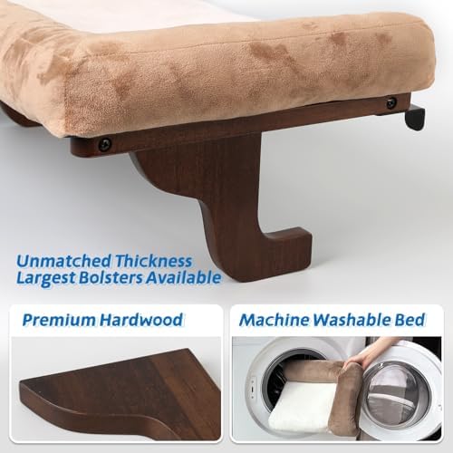 Zakkart Cat Perch for Windowsill with Bolsters (Dark Stained/Brown, L) - Image 6