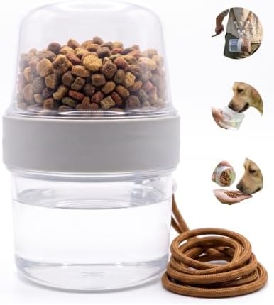 Portable Pet Travel Water Bottle and Food Container - 2-in-1 Detachable Dog Travel Cup for Walking, Hiking and Traveling - Leak-Proof, BPA Free & Food Grade Safety Material (Gray, Medium Size) by Unknown