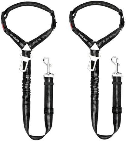 BWOGUE 2 Pack Dog Seat Belt for Car, Elastic Bungee Buffer Safety Leads by BWOGUEPetHome