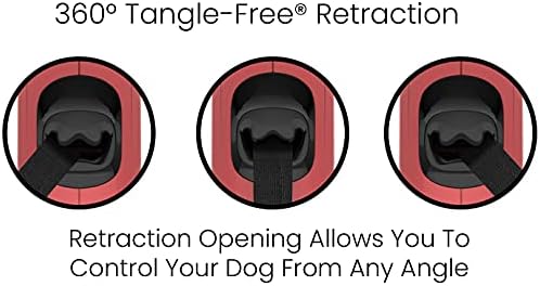TUG Monochrome 360° Tangle-Free Retractable Dog Leash | 16 ft Strong Nylon Tape (Medium, Red) - Image 3