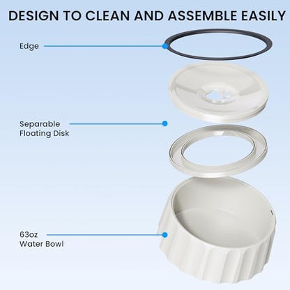 Dog Water Bowl No Spill 70oz/2L Large Capacity Dispenser Non Slip No Splash Bowl Pet Slow Feeder No Drip Dog Water Bowl on Vehicle Slow Water Bowl for Dogs and Cats - Image 3