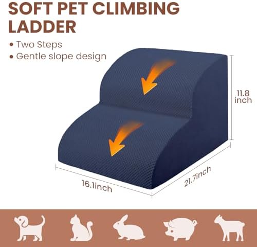 Dog Stairs for Small Dogs, High Density Foam Dog Ramp, Extra Wide Non-Slip Pet Steps for High Beds Or Couch, Soft Foam Doggie Ladder for Dogs Injured, Older Pets, Small Cats - Image 3