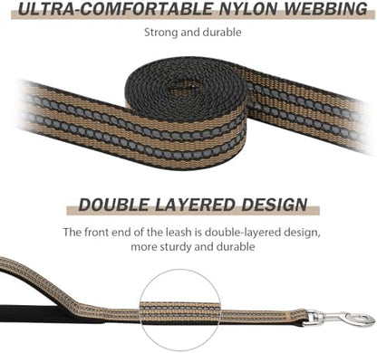Hikiko 6FT Double Handle Traffic Dog Leash Reflective,Brown - Image 2