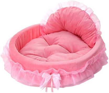 Pink Dog Bed Washable Princess Cat Couch Soft Plush Pet Sofa Nest Mat Snuggle Kitten Puppy Cave Beds Cute Cozy Kitten Doggy Kennel Cushion Small Medium Dogs Cats Sleeping Pad (L, Pink) by pawstrip