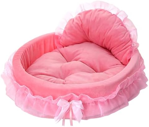 Pink Dog Bed Washable Princess Cat Couch Soft Plush Pet Sofa Nest Mat Snuggle Kitten Puppy Cave Beds Cute Cozy Kitten Doggy Kennel Cushion Small Medium Dogs Cats Sleeping Pad (L, Pink) by pawstrip