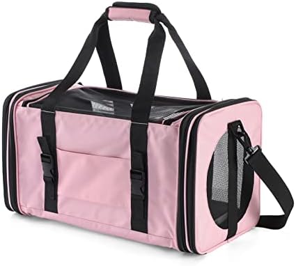 Soft-Sided Pet Carrier for Cats Small Dogs of 15 Lbs Medium Pink - Image 4