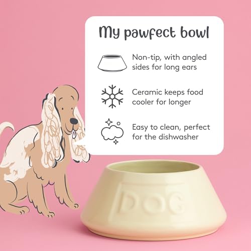 Mason Cash: Non-Tip Dog Bowl - Cream - 8.3", 54oz - Durable Ceramic Food & Water Angled Dish, Microwave-Dishwasher Safe, Pet Meal Feeding & Hydration - Image 4