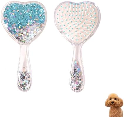Small Soft Dog Grooming Brush Pet Massage Hair Brush-Glitter Blue by DEEUCHIS