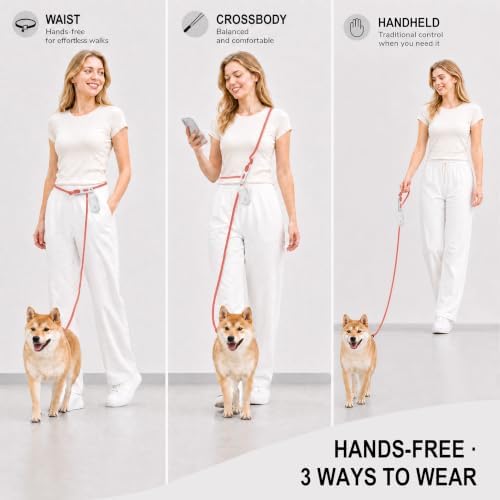 Hands-Free Dog Leash, 4.3-7.5 FT Waterproof Lead, Gray&Orange - Image 4