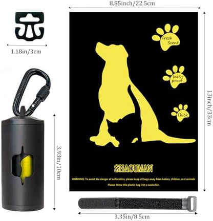 Metal Dog Poop Bag Holder w/Leash Clip|Durable Scratch-Resistant Aluminum|15 Bags+3 Accessories(Black) - Image 4