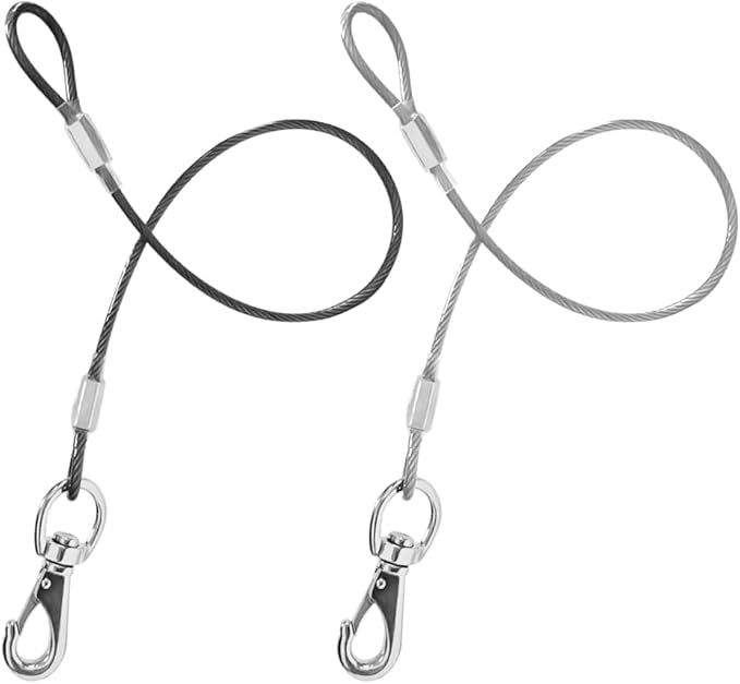 Chew Proof Dog Leash - 2Pack Metal Cable Lead,No Tangle Multiple Dog Leashes for Small and Medium Dogs- Heavy Duty Leash Extender for Collars & Harnesses(Black+Transparent, 20in/50cm)