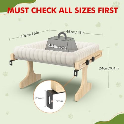 XiaZ Cat Perch for Window Cats Hammock Indoor Bed for Window Adjustable Wooden Frame Bird Watching Sunbathing Space-Saving Single Layer 18 * 16 * 9.4inch (Small Breeds Recommended) - Image 3
