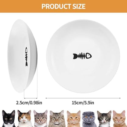 5.9 inch Ceramic Cat Bowls,Wide Shallow Dishes,Whisker-Friendly Plates,Food and Water Bowl for Indoor Cats,-10 oz,3 Pack - Image 2