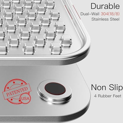 Feedoo Double Layer Stainless Steel Lick Mat for Dogs & Cats, Chew-Proof & Non-Slip, Anxiety Relief, Whisker Friendly, Dishwasher-Safe Slow Feeder Pad[2Pack] - Image 2