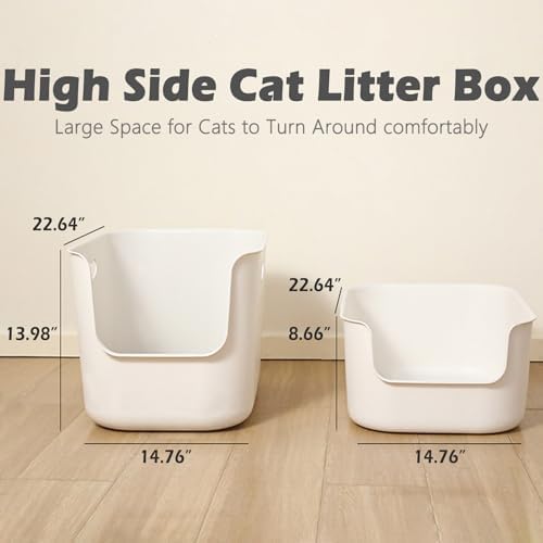 SpaceTime Extra Large Litter Box with High Sides,22.64"×14.76"×8.66" XL Multi Cat Litter Pan for Kitty,Cat Boxes for Indoor Cats,Jumbo Litter Boxes for Big Cats,Anti-Splashing,Easy to Clean - Image 6