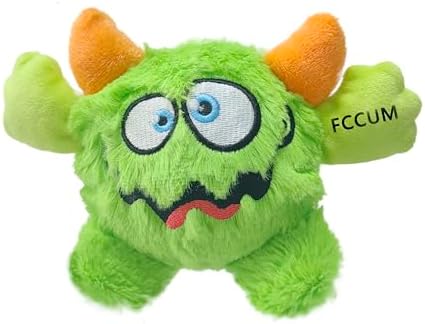 Squeaky Plush Dog Toy Ball, Dental Care, Skin-Friendly and Soft and Relieve Stress,Dog Training Interactive Pet Cute Plush Fashionable Toy Ball (Green,Large) by FCCUM