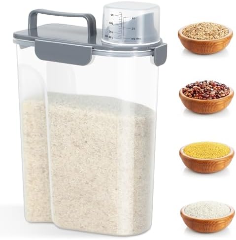 Airtight 10 Lbs Rice Storage Container Pet Dog Cat Food Holder 5 Lbs - Grey by TBMAXS