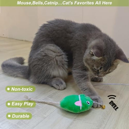 Interactive Cat Toy Wand with Catnip Mouse, Cat Teaser Wand Rainbow String for Bored Indoor Adult Cats and Kittens (2 Pack Mouse) - Image 6