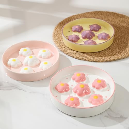 Ceramic Slow Feeder Cat Bowl, 6.3" Whisker Friendly Anti-Vomit, Blush - Image 6
