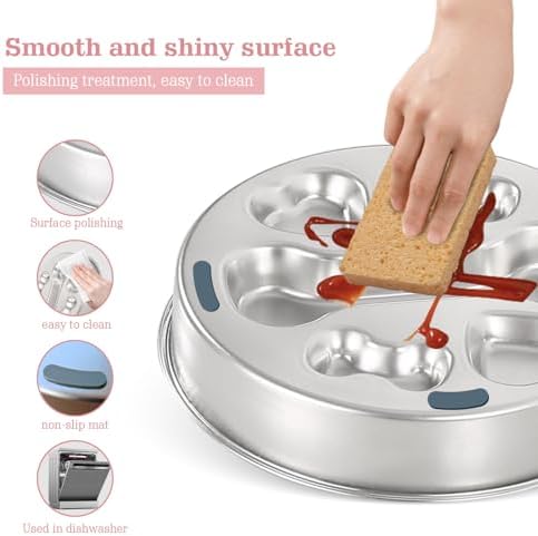 Stainless Steel Slow Feeder Dog Bowls – Non-Slip Metal Dog Bowl for Large & Medium Breeds, Puppy Puzzle Feeder – 2 Cup Capacity for Small to Big Pets – Durable Slow Feed Dog & Cat Food Dish with Mat - Image 3