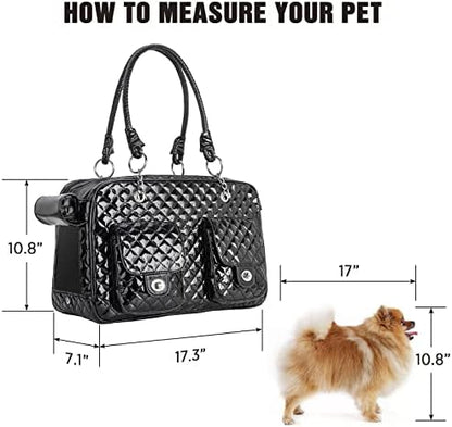 Fashion Pet Carrier Dogs Cat Small Animals Purse Bag, Leather Pet Carriers Dog Puppy Kitten Tote Travel Handbag TSA Airline-Approved - Image 3