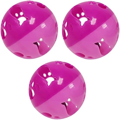 Large Cat Ball Toy with Bell – Interactive Rolling Design for Active Play – Sturdy Plastic Cat Toy Ball that Stays Visible During Play – Pink 3 Pack for Cats, Kittens, and Small Pets