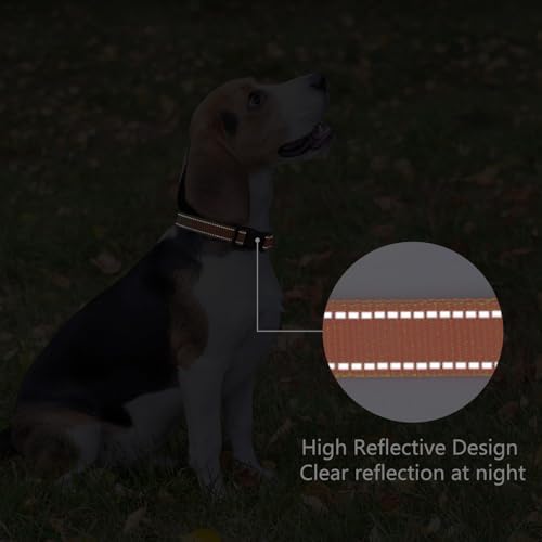 Reflective Dog Collar, Adjustable Nylon for Large Dogs,Orange - Image 5