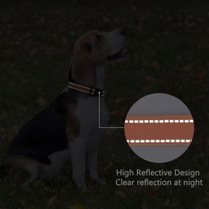 Reflective Dog Collar, Adjustable Nylon for Large Dogs,Orange - Image 5