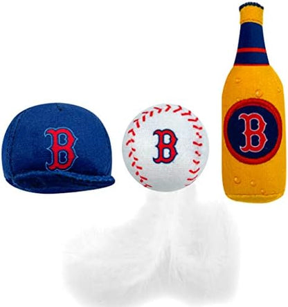 BEST PLUSH CAT TOY MLB BOSTON RED SOX Complete Set of 3 piece Cat Toys filled with Fresh Catnip. Includes: 1 Baseball Cap Cat Toy, 1 Baseball Cat Toy with Feathers & 1 Beer Bottle. Beautiful Team LOGO - Image 5