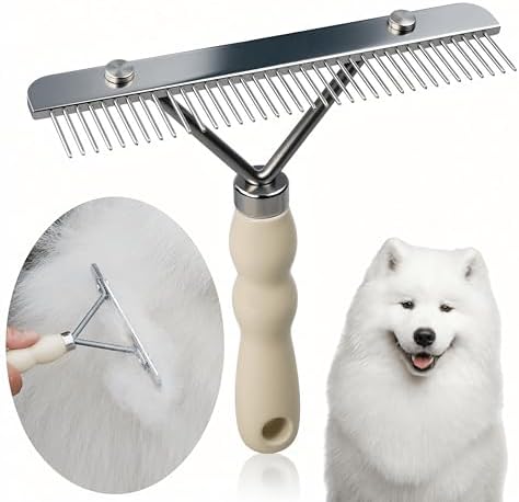 Undercoat Rake for Dogs, Grooming Rakes Brushes for Shedding Long Hair Coats Husky, German Shepherd, Golden Retriever, Long Tooth Removes Loose Hair Tangles by Tsxurepaw
