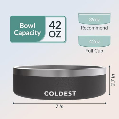 Coldest Dog Bowl - Anti Rust Metal, Non Slip, 3 Layers Insulated Stainless Steel Dog Bowls - Spill Proof & Heavy Duty - Water Bowl for Dogs, Cats & Pets, Dish Washer Safe (42 oz, Stealth Black) - Image 4