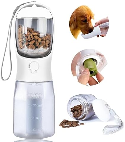 Dog Water Bottle with Food Container, Portable Pet Dog Water Dispenser for Outdoor Walking,Hiking,Travel,Puppy Essentials,Puppy Supplies,Replaceable Waste Bags by AVELORA