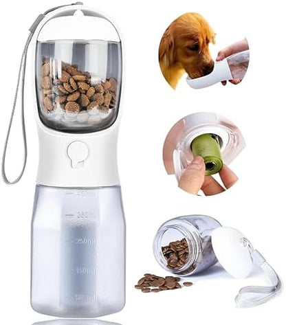 Dog Water Bottle with Food Container, Portable Pet Dog Water Dispenser for Outdoor Walking,Hiking,Travel,Puppy Essentials,Puppy Supplies,Replaceable Waste Bags by AVELORA