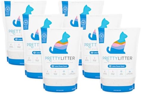 PrettyLitter Health Monitoring Cat Litter, Lotus Flower, 6-Pack, 6 lb. Bags by PrettyLitter