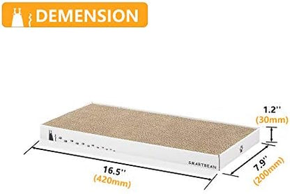 Cardboard Scratcher Pad Scratching post:Smartbean Cat Scratch Pad,Cat Scratching Post with Durable&High Density Cardboard, Indoor Toy for Cat, Double-sided Design For double life (16.5x7.9x1.2 inches) - Image 3