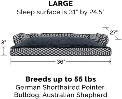 Furhaven Pillow Dog Bed for Large/Medium Dogs w/ Removable Bolsters & Washable Cover - Plush & Woven Decor Comfy Couch Sofa - Diamond Gray, Large - Image 2