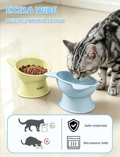 YINEYA 2 Pack Cat Food Bowls Elevated Design for Neck Comfort & Digestion - Image 3