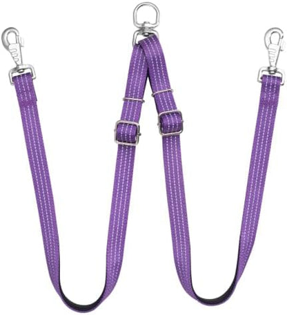 Double Dog Leash Coupler,No Tangle Dog Leashes Connector,Two Dogs Lead Splitter,Reflective Dual Lead Adjustable Length to Fit All Sized Breeds,Walking Training for 2 Dogs (Purple, Heavy：Dogs 30+ lbs) by HONGSAGE