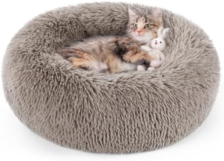 rabbitgoo Calming Cat Beds for Indoor Cats, 20 inches, Khaki by rabbitgoo