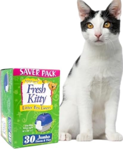 30 Count Fresh Kitty Litter Box Liners Super Thick, Durable, Easy Clean Up Jumbo Scented, Bags with Ties for Pet Cats by RoyalPetIncorporated