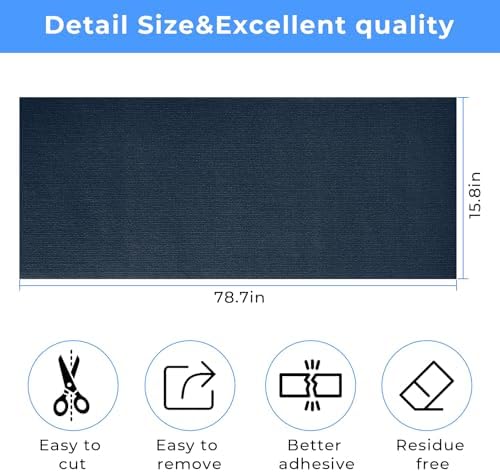 Cat Scratch Furniture Protector Couch Protector from cat Claws Self-Adhesive Carpet remnants Scratching Mat Trimmable DIY Climbing Covering Posts 78.7" x 15.8" Grey - Image 2