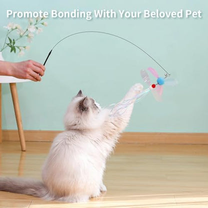 PAZ'S GIFT Cat Wand Toys, Rotating Feather 2 piece Catnip wzggle Sounding Toy, Soft and Durable, Interactive cat Kick Toys for Indoor Play - Image 2